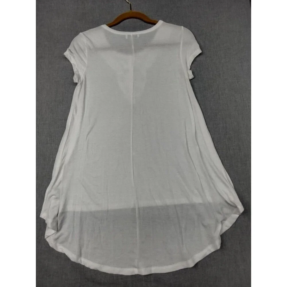 Olsenboye Women's White Lace Trim Short Sleeve Scoop Neck Boho Top XS USED - Picture 6 of 6